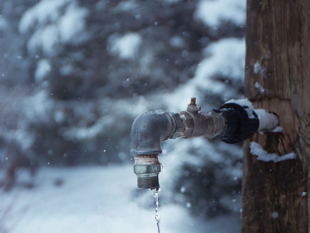 Frozen outdoor tap on a house during a Vancouver cold snap