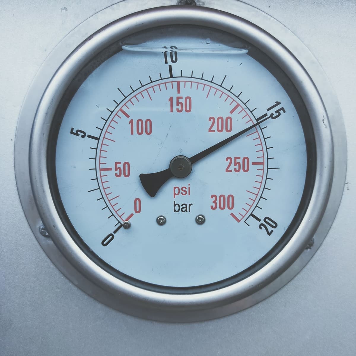 Boiler pressure gauge showing low pressure
