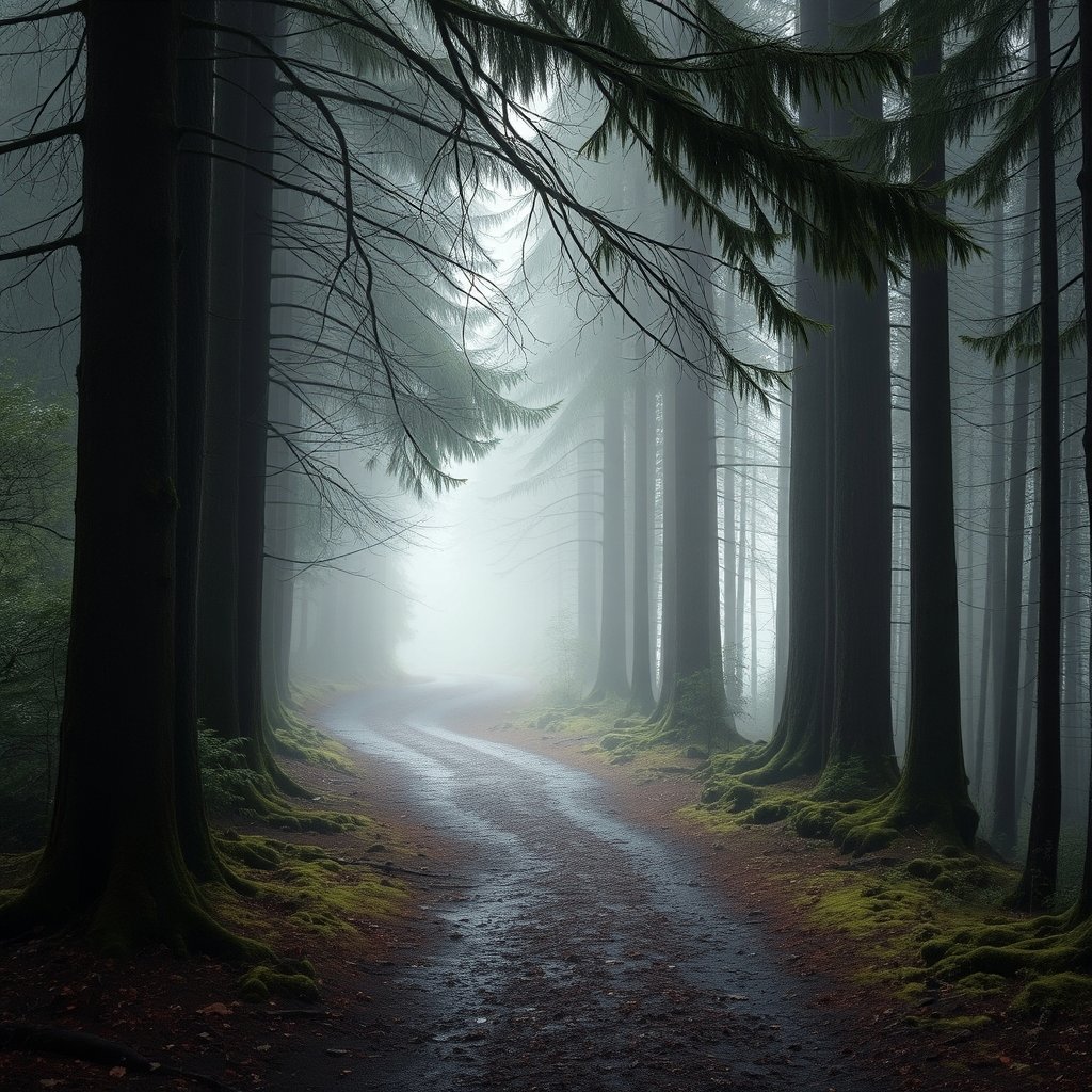 Rainy Pacific Northwest forest near Vancouver — moss and mist
